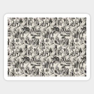 Alice in Wonderland | Toile de Jouy Pattern | Black and Beige | Magnet